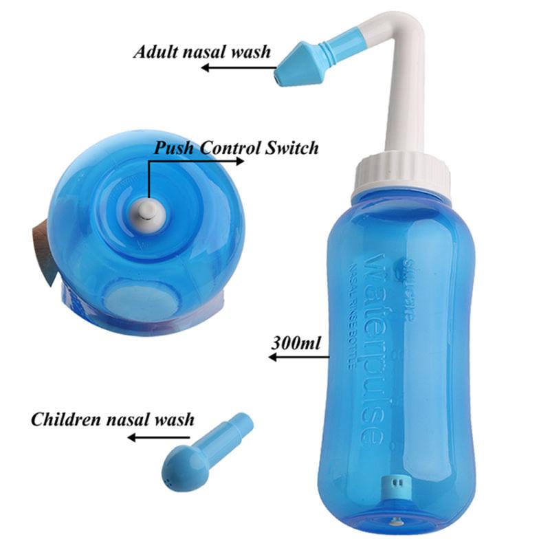 

300ml Nasal Wash Neti Pot Nose Clean Bottle Irrigator Saline Allergic Irrigation Cleans Moistens Child Adult Avoid Allergic