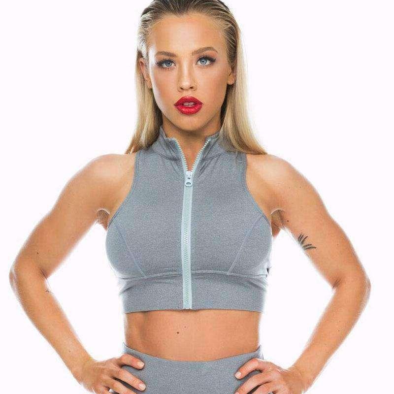 

Yoga Sport Top with Zipper Women 2021 Sports Bra for Women Gym Top Female Sports T-shirt Deportivo Mujer Femme White Black