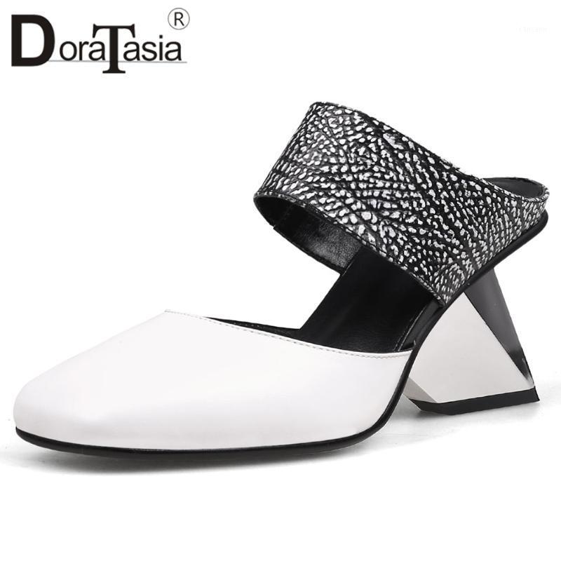 

DORATASIA Brand New Girl Pumps Casual Leisure Consise Pumps Women Genuine Leather Fashion Mixed Color Slip On Shoes Woman1, Black