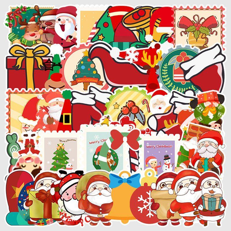 

Merry Christmas Sticker Santa Claus Snowman Decorative Stickers For Case Suitcase Luggage Guitar Laptop Children Toys 50PCS1