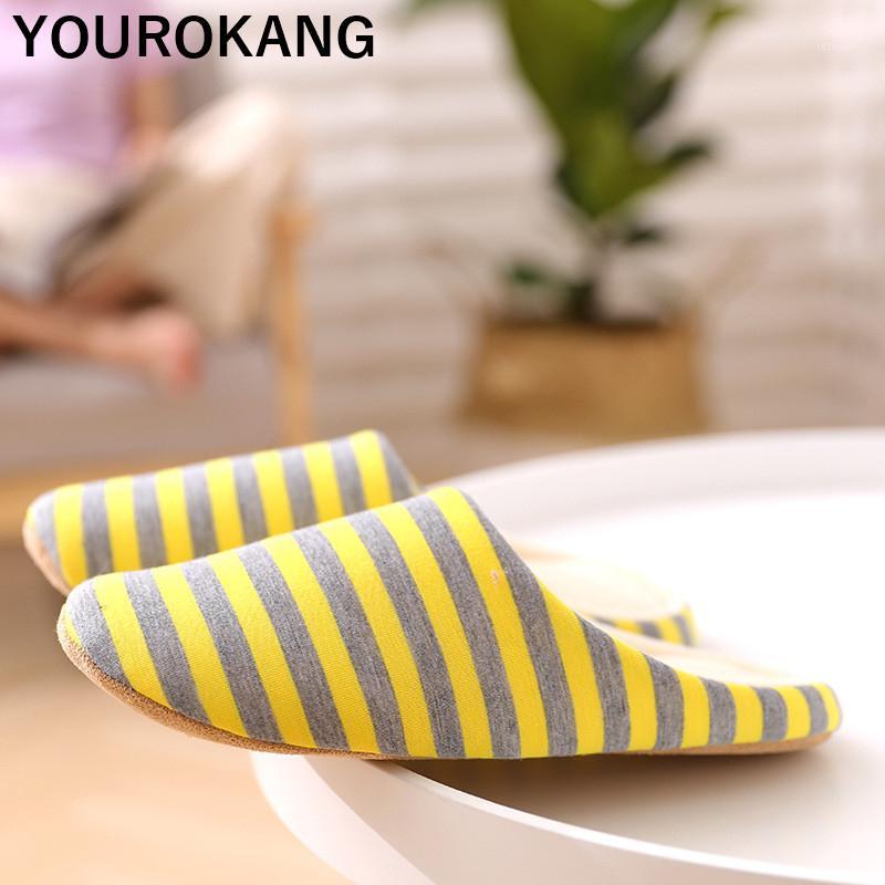

Autumn Winter Women Home Slippers Indoor Bedroom Floor Flip Flops Lightweight Mute Striped Shoes Warm Household Family Slippers1, Pink