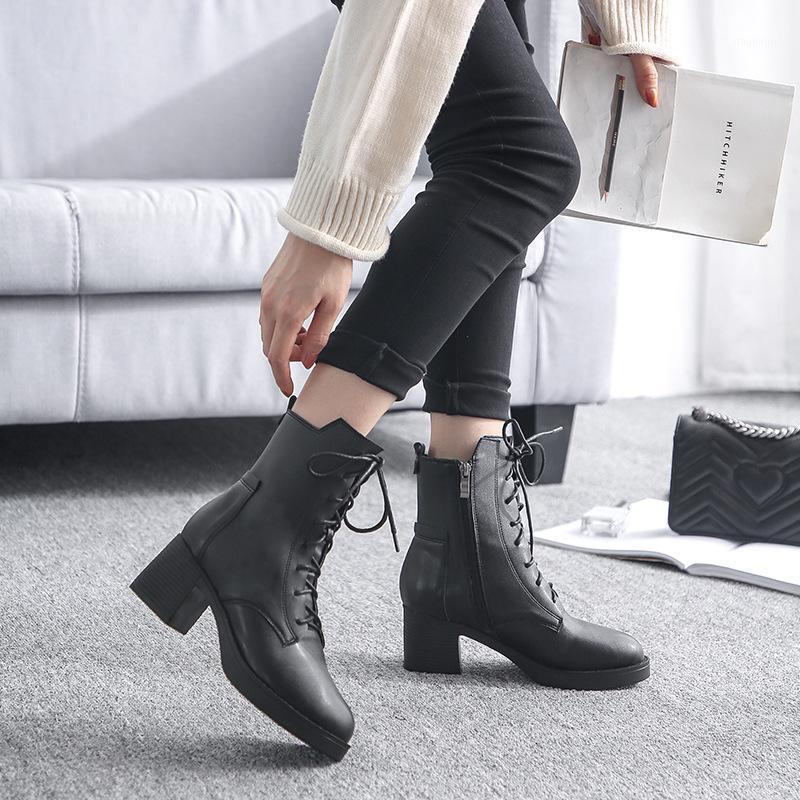 

Boots Women 2020 Autumn Winter New Zipper Waterproof Platform Thick-soled Short Boots High Heel Ladies Shoes Women1, Black