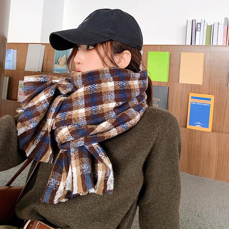 

2020 Plaid Winter Scarf Women Warm Foulard Solid Scarves Fashion Casual Scarfs Cashmere Bufandas Hombre