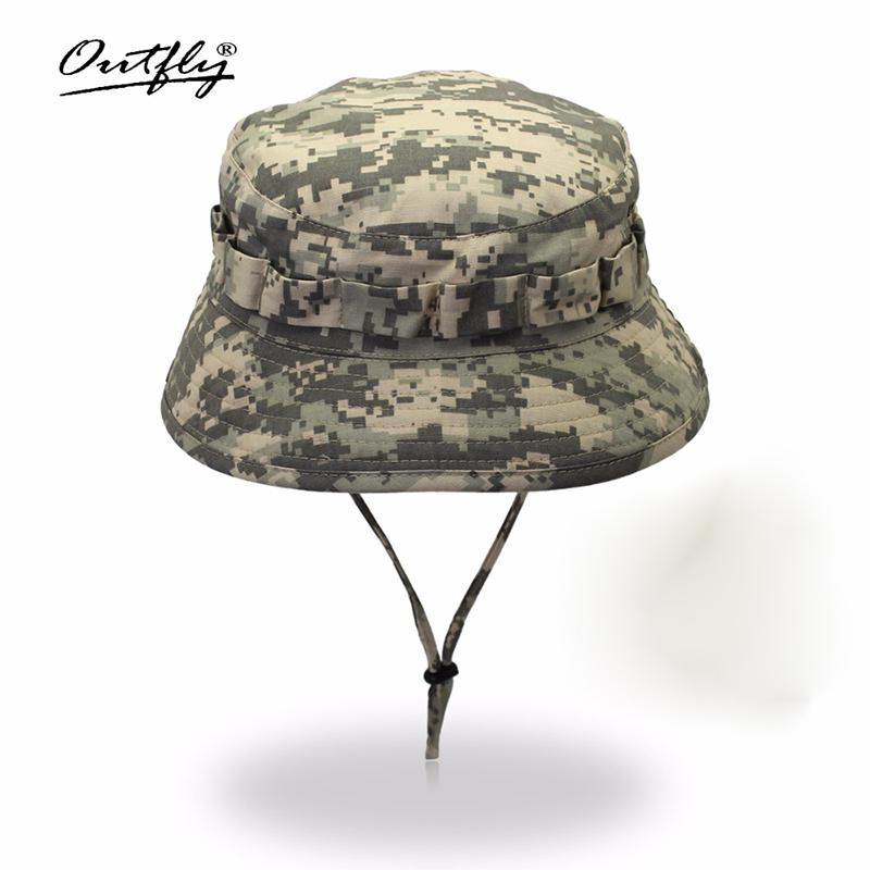 

Outfly digital camouflage Army hat outdoor camping men short bri hat wholesale sunscreen bionic jungle bucket, Green