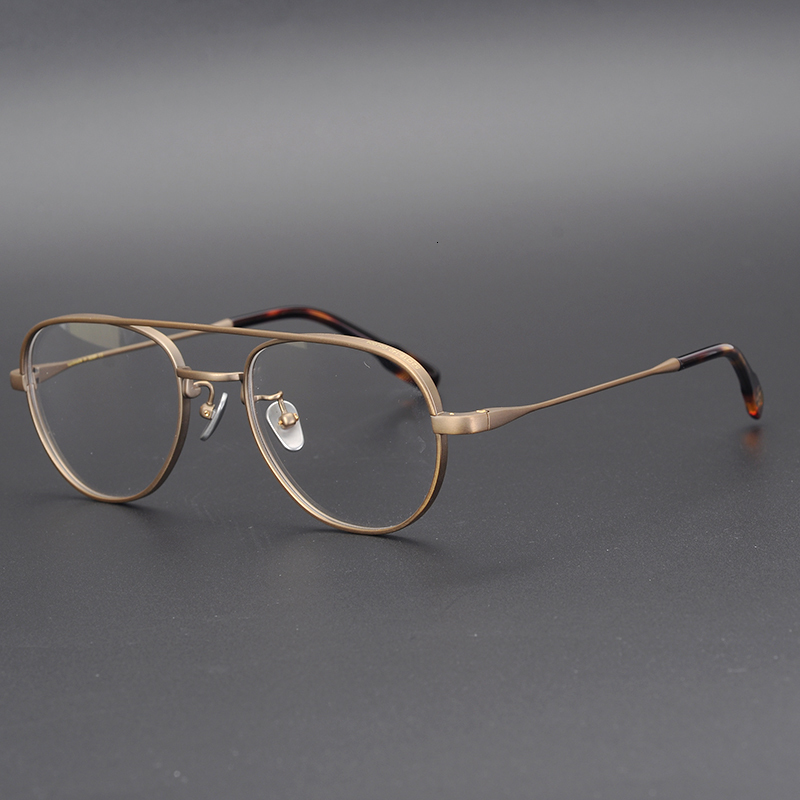 

New 2021 Japanese Design of the Ultra-light Pilot Titanium Brand Vintage Male Frame Double-beam Prescription Glasses Tcp2
