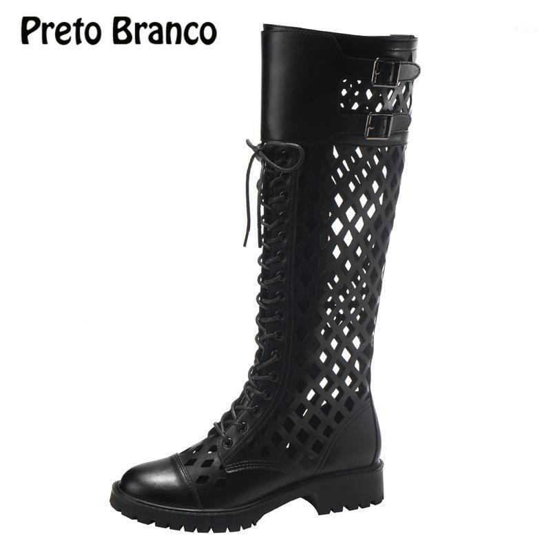 

PRETO BRANCO Women's Ankle Boots Thin British Style Breathable Sandal Boots 2020 Style Hollow Roman High Leg Boot -159-31, Black