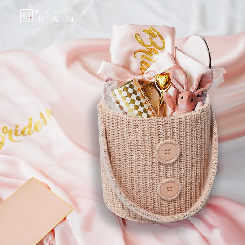 

2pcsCurrently Available round Wool Portable Flower Pot Flowers Floriculture Valentine's Day Birthday Gift Presents Package