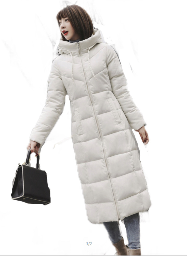 

S-6XL autumn Women Plus size Fashion cotton Down jacket hoodie long Parkas warm Jackets Female winter coat clothes, Black