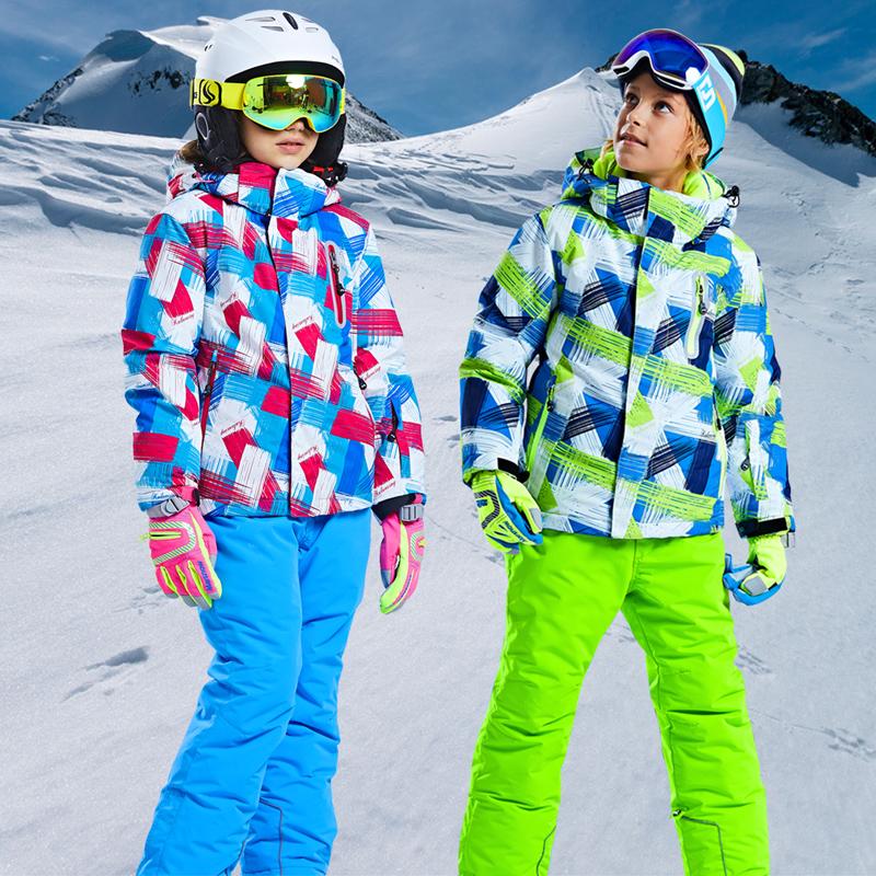 

Outdoor Children's ski suit set thickened waterproof boys Girls ski clothing set 2pcs warm skiing jacket and pants for snow town, Jacket 4