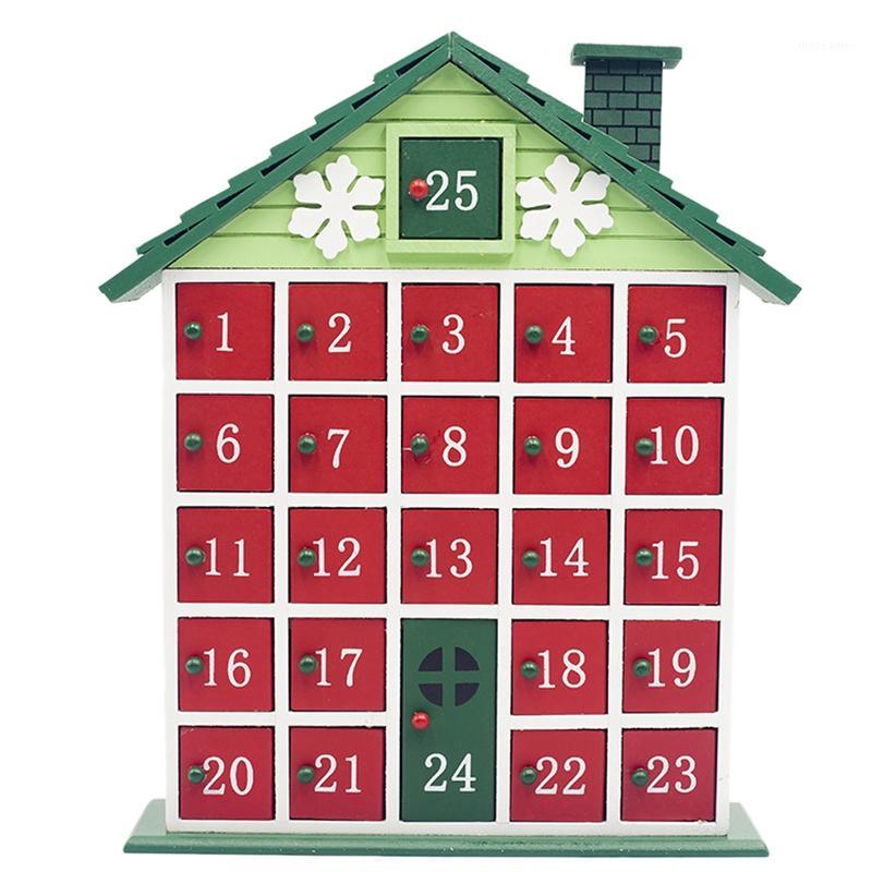 

Christmas Wooden Countdown Calendar Painted Christmas House Calendar Candy Gift Storage Box Home Decoration Drawer Rack1