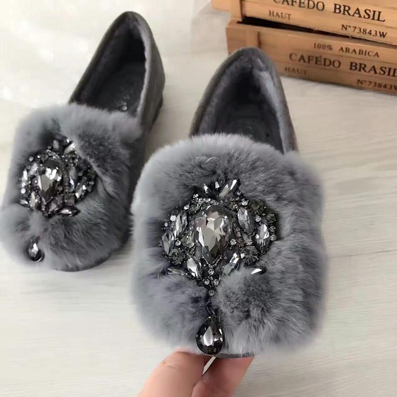 

2020 new winter plus velvet snow boots women Korean style flat casual furry warm all-match soft crystal, Khaki
