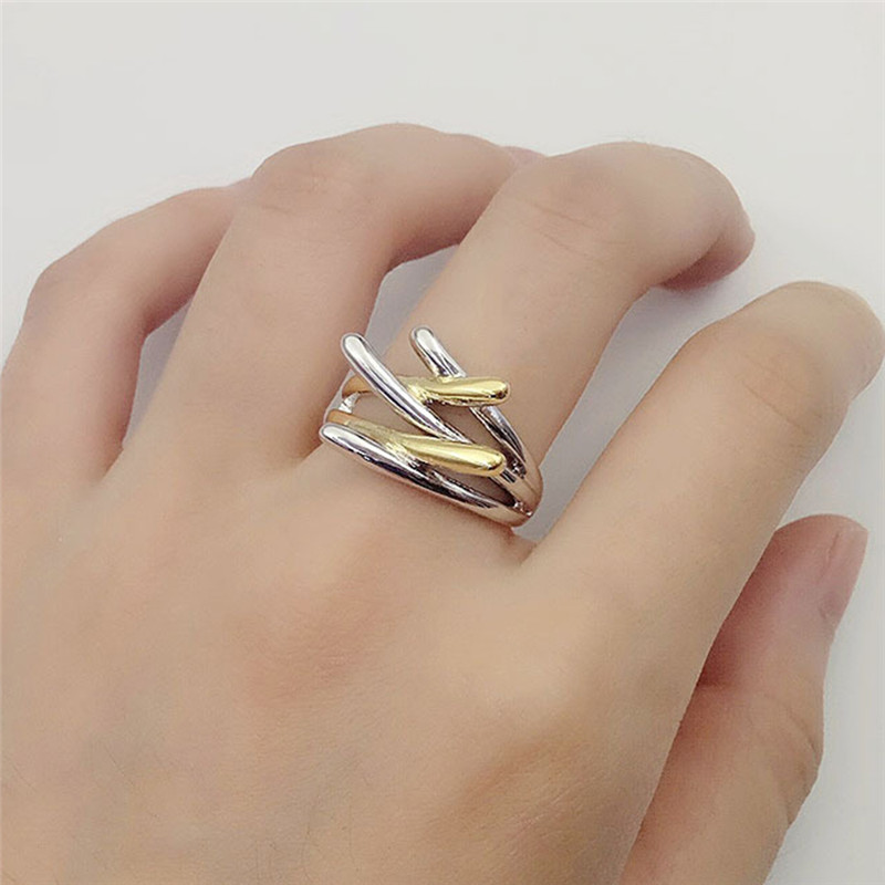 

Februaryfrost Brand Fashion Anillos Gold & Silver Color Cross Rings For Women Size 7 8 9 Female Party Finger Ring Jewelry Bague Femme Dropsh