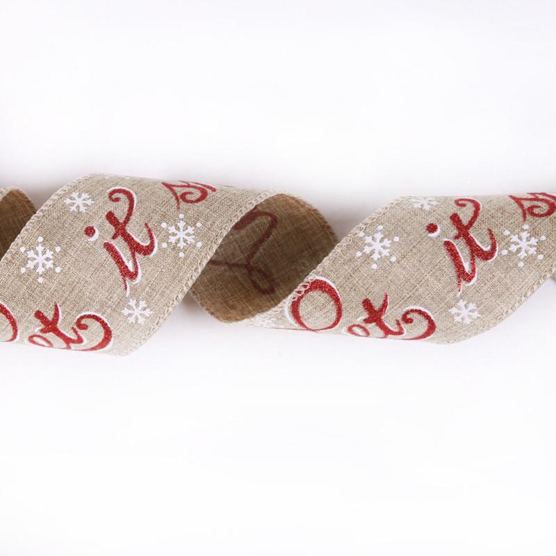 

10M/Roll 6.3cm Jute Burlap Ribbon Printed Cotton Lace Ribbon Sewing Fabric Wedding Decoration Gift Wrapping Christmas1