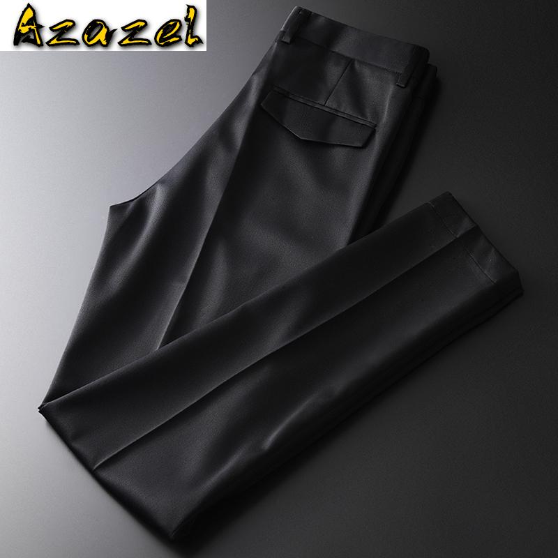 

Azazel Wool Mens Pants Luxury Business And Casual Black Suit Man Pants Plus Size 4xl Slim Fit Horn Button Male Trousers, Black hx-19055k