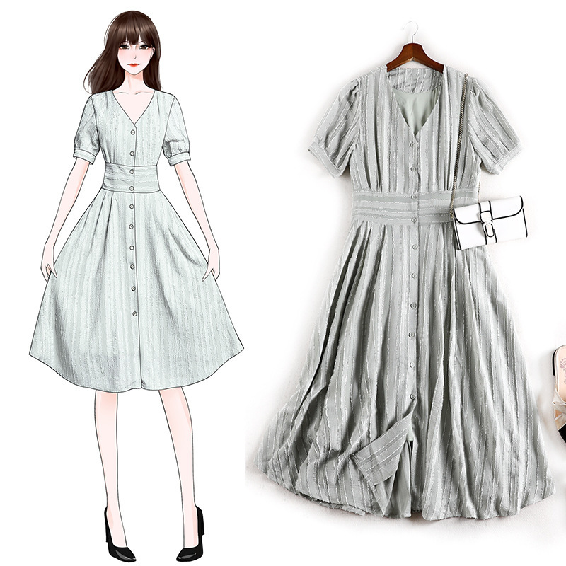 

Foreign-style Size Women 2021 Summer Skinny Reduction Dressed Qs353 Ve16, Gray