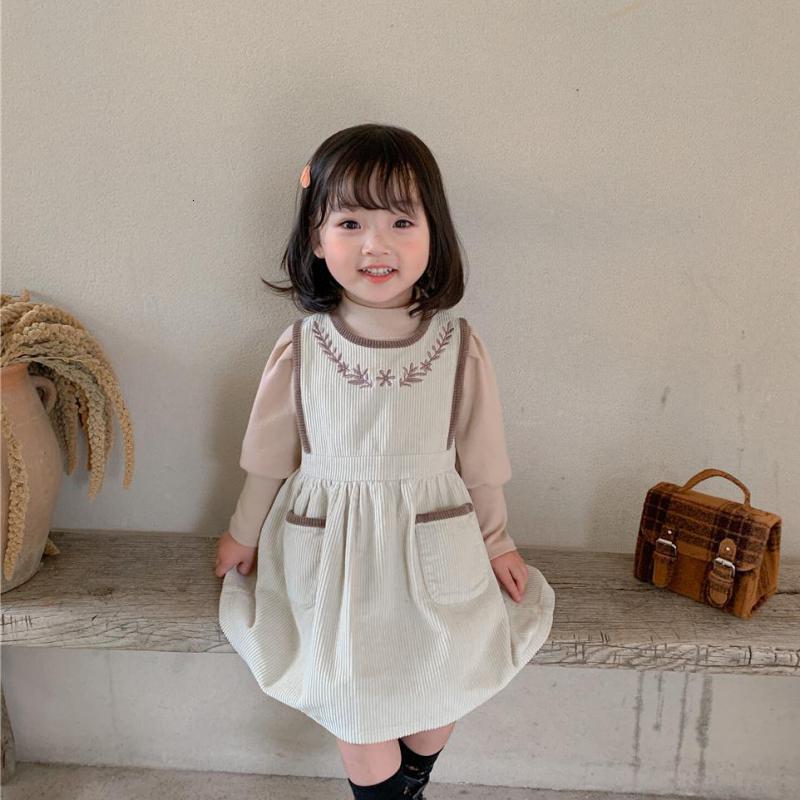 

2021 New Children Baby Girl Sleeveless Corduroy Flower Embroidery Ruffle with Girls Sleeve Blouse Kids Princess Es Izbc, Shirts