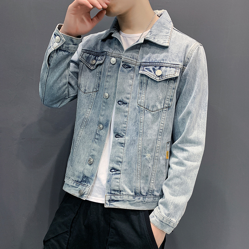 

2021 and Men Black White Autumn with Standard Jeans Fine Fitting Simple Versatile Workwear Denim Men's Jacket in Nice Gowns z Sgkb, Red