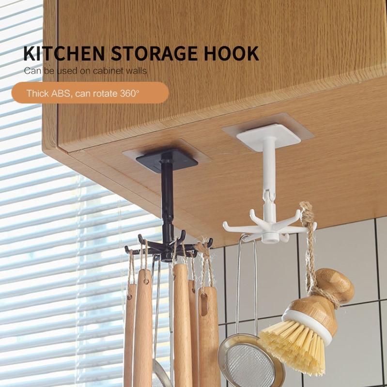 

Multi-Purpose Punch-free Non-marking Stickers Kitchen Can Be Rotated 360 Degrees Oversized Weighing Hook Organization Hooks 2021