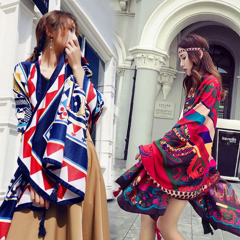 

Summer cotton and national wind tourism scarf holiday sunscreen scarf air conditioning shawl beach towel for women