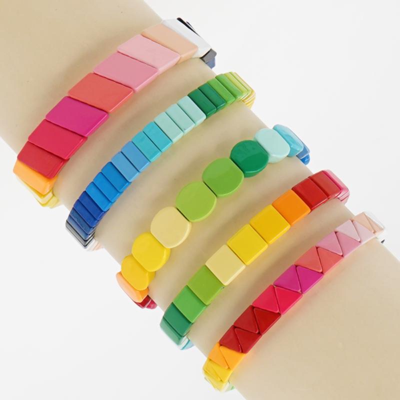 

Shinus 2020 Bangle Rainbow Beach Bracelets For Women Boho Summer Colorful Multicolor Beads Jewelry Gift For Girl
