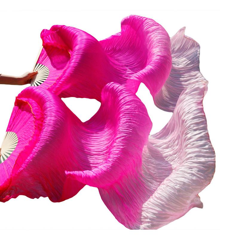 

Women High Quality Chinese Belly Dance Fan Cheap Silk Veils Dance Fans Veil 1Pair, As picture