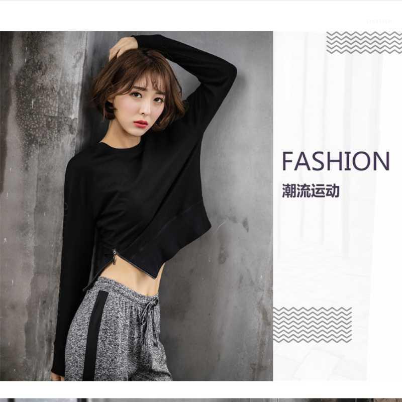 

Women' long sleeve sports split zipper sweater Yoga suit breathable vest loose running pants gym 3-piece set for women1, 2 piece set 2