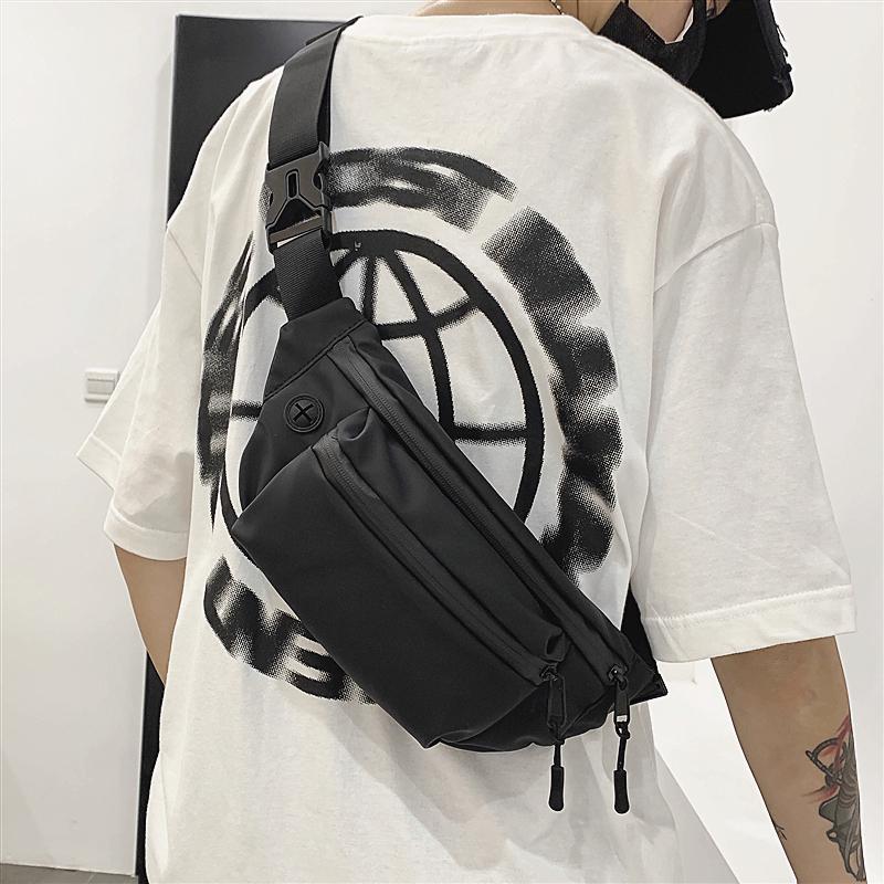 

Niche design Chest Bag Couple Fashion Brand Girls Sports Satchel Casual Bag Messenger Campus Student Shoulder Waist, Black