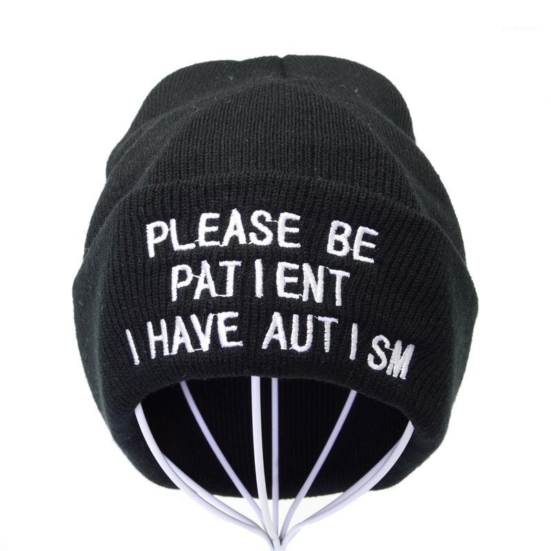 

Please Be Patient I Have Autism letter embroidery Knitted hat Winter outdoors beanie cap winter hats for men women warm ski caps1