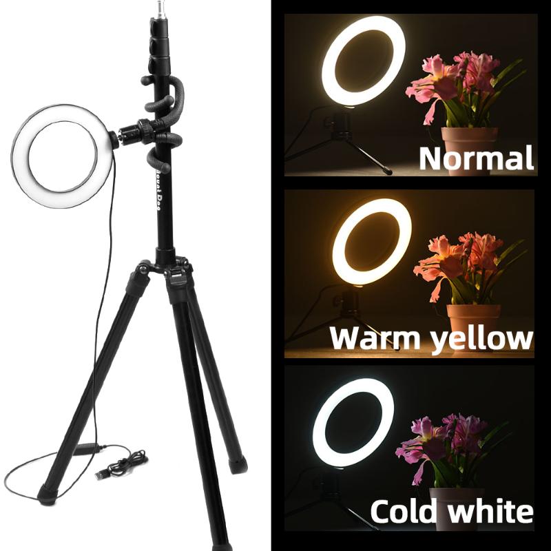 

Photography LED Selfie Ring Light 16cm three-speed Stepless Lighting Dimmable With Cradle Head For Makeup Video Live Studio