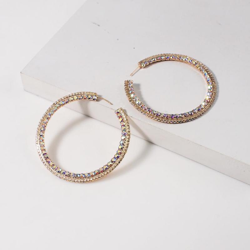 

MANILAI Rhinestones Crystal Hoop Earrings For Women Charm Statement Big Earrings Luxury Party Wedding Jewelry