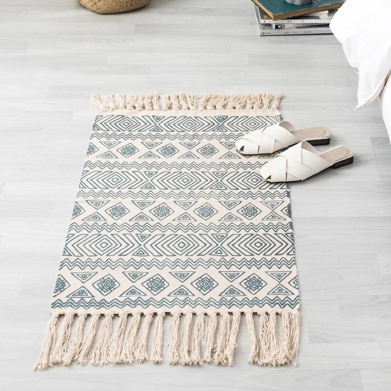 

Cotton Living Room Carpet Geometric Area Rug Dining Room Bohemian Hand Woven Floor Mat Decorative Blanket Carpet Hallway Rug, Sailiya