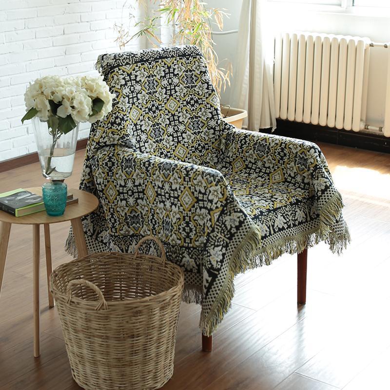 

New Bohemian Cotton Throw blanket Sofa TV Thread Blanket decorative slipcover on Sofa/Bed/Plane Travel Plaids Free Shipping1