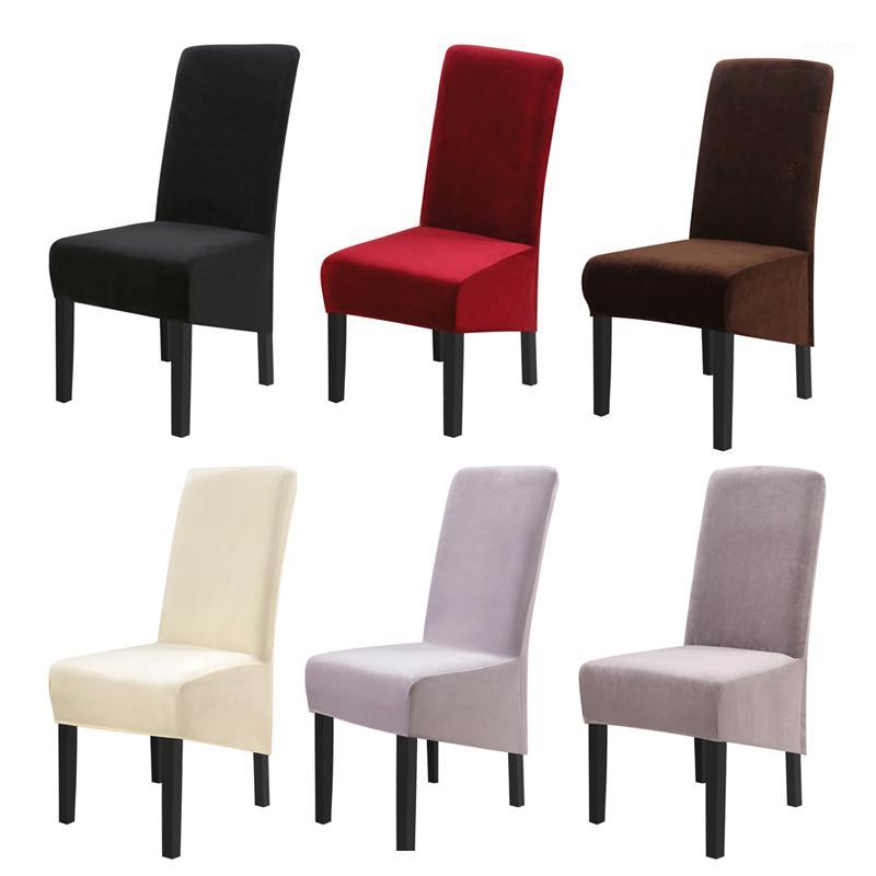 

1/2pcs Velvet Solid Color Big Chair Cover Elastic Seat Chair Covers Stretch Back Slipcovers Plush Cover For Banquet Hotel1