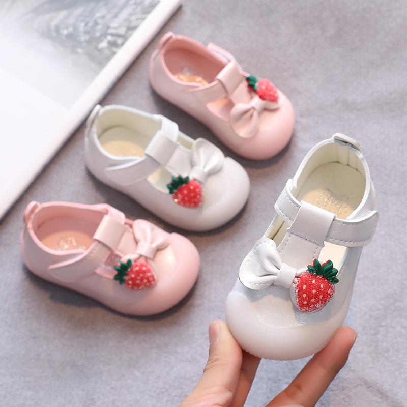 

Flat Shoes Born Children Kids Toddler Baby Leather Infant Little Girls White Pink Cartoon T-strap Dress Shoe 2022, Black;grey