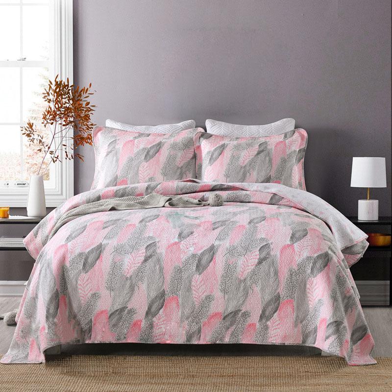 

Print Bedspreads Summer Quilt Set 3PCS Quilted Bedding Wash Cotton Blanket For Bed Cover  Queen Size Summer Coverlet, As picture