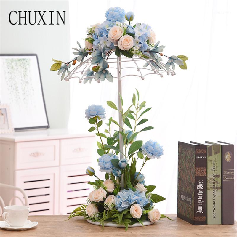 

Wedding new wrought iron decorative umbrella flower device candlestick creative DIY artificial flower decoration prop home1, Black