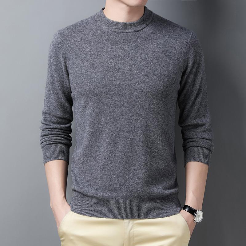 

Man Pure Cashmere Sweater O-Neck Casual 100% Wool Jumper Male Solid Color Long Sleeve Knit Clothing Pullovers, Black