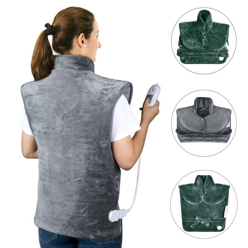 

Electric Large Warming Heating Shawl Pad Neck Back Warmer Heat Wrap Adjustable Temperature Seting Belt Design Automatic Shut OFF Blanket
