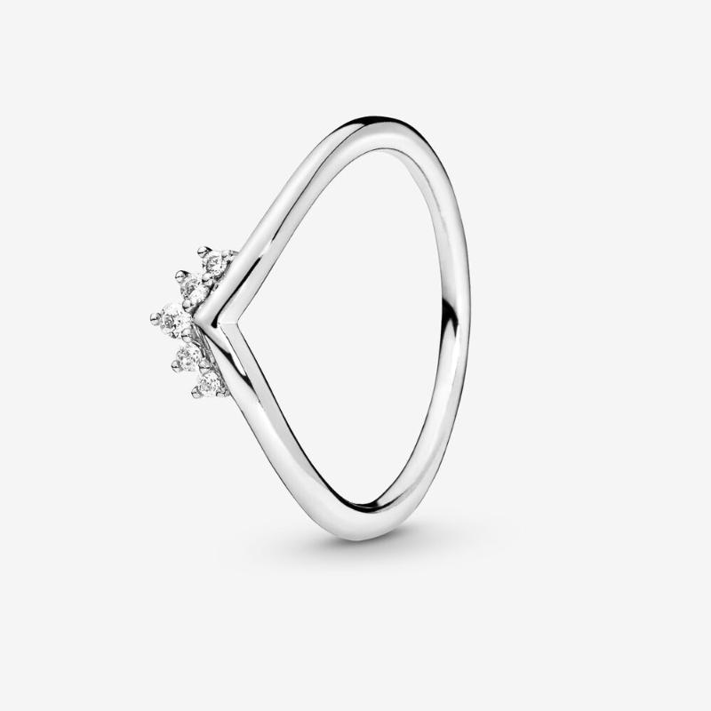 

New 2020 Fashion Silver Color Rose Tiara Wishbone Ring For Women Wedding Engagement Rings DropShipping