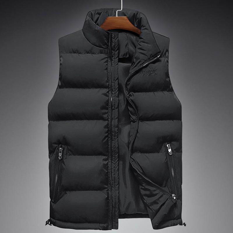 

2020 Brand Winter Men's Vests Warm Down Cotton Clothes Horse Clip Big Size Thickened Leisure for Male Vests, Navy blue