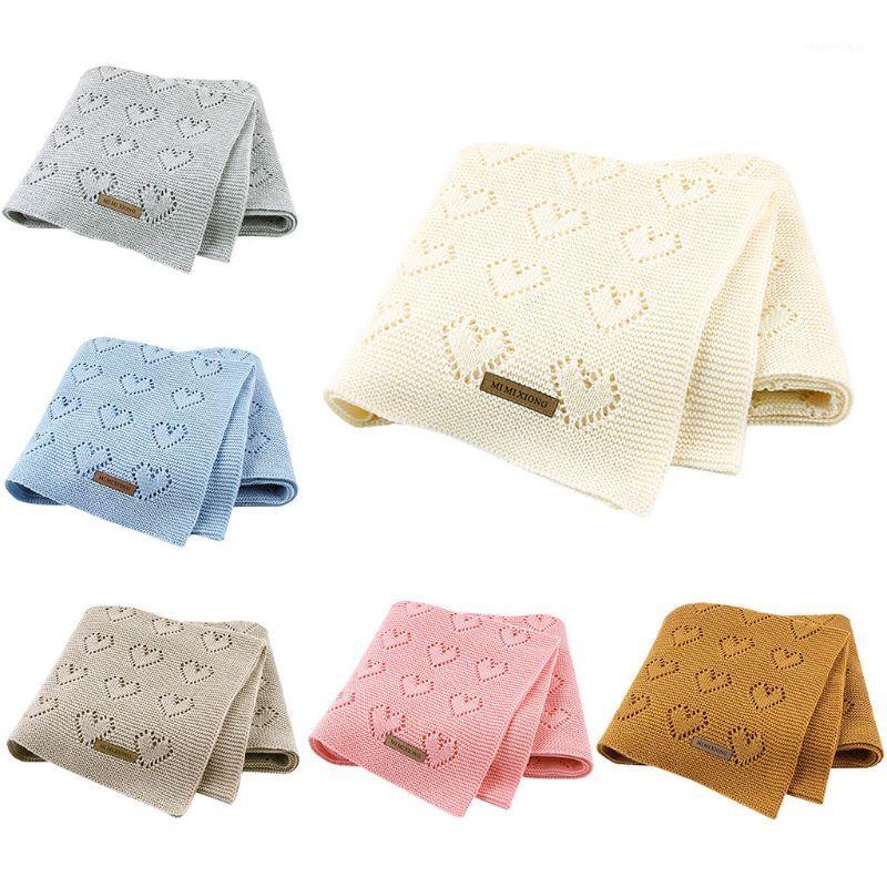 

Baby Breathable Cotton Blanket Knitted Love Heart Hollow Newborn Wrap Bedding Quilts Infant Toddler Swaddling Wrap 100*80cm1, Gray