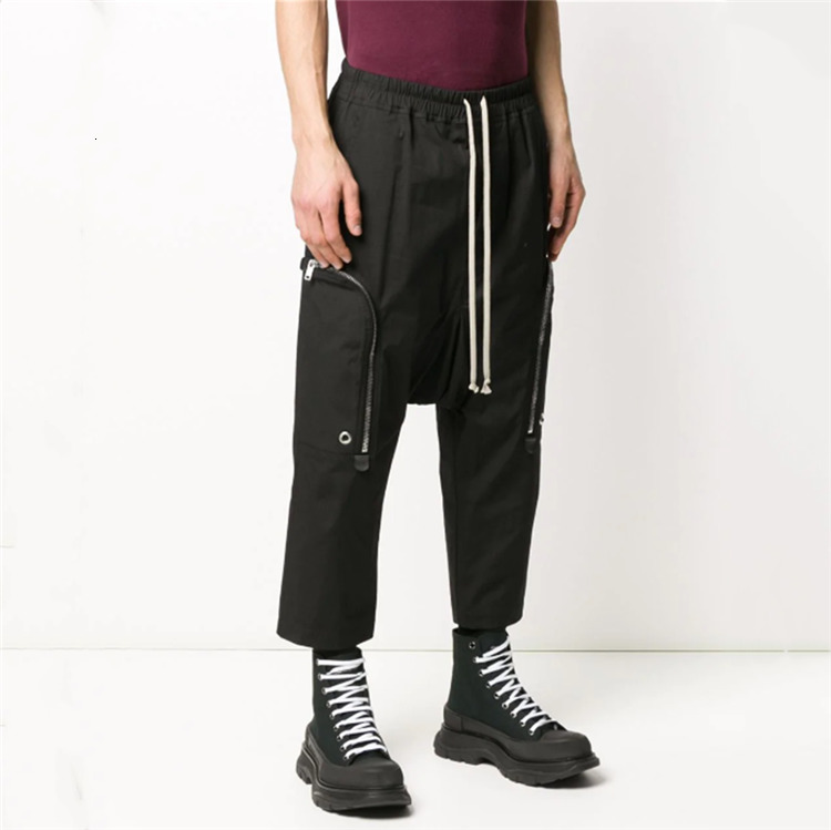 

2021 S-6xl!! New Male Trend Baggy Seven Minutes Youth Fashion Straight Leg Low Show Casual Summer Pants Thin L5EM, Black