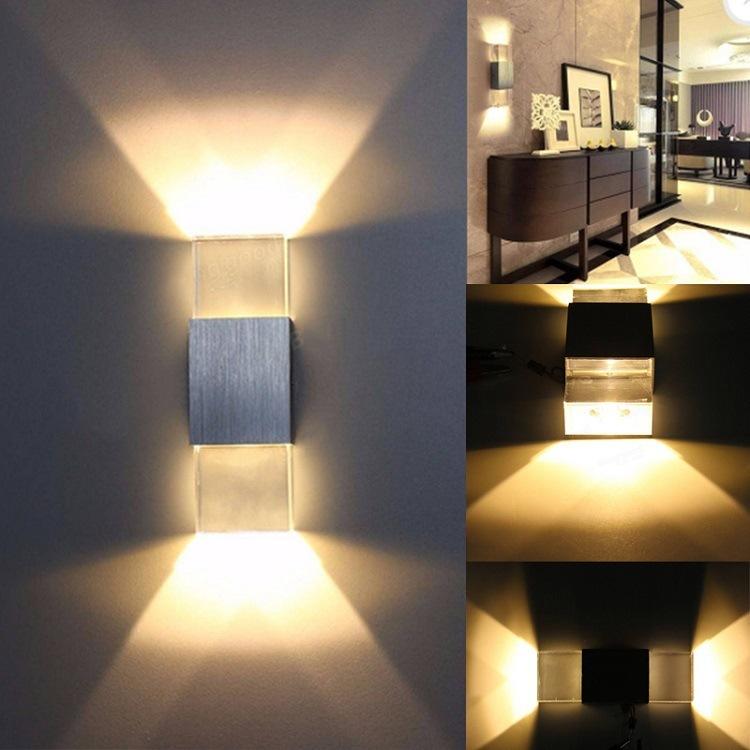 

Led Square Bedroom Hotel Hotel Bedside Lamp Aluminum Crystal Wire Drawing Wall Lamp Second Gram Force Brick Wall