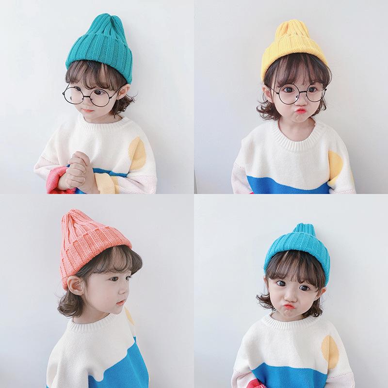 

Solid Unisex Winter Hat Bonnet Soft Baby Hat Warm Knitted Winter Baby Thick Fashion Hats For Boys Cute Hats For Children