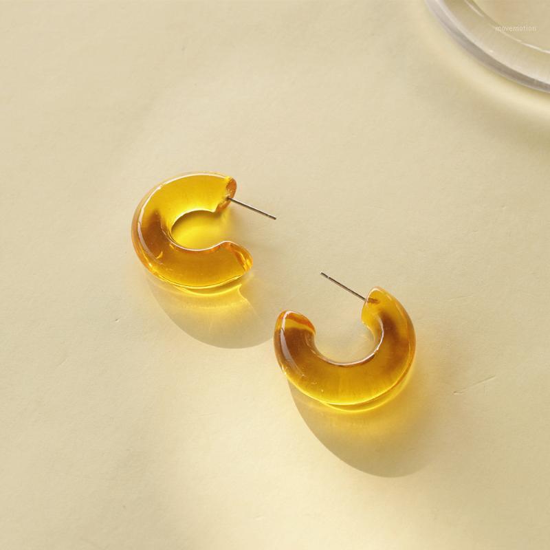 

AMORCOME 2020 New Fashion Colorful Transparent Acrylic Hoop Earrings Geometry C-shaped Earrings Resin Jewelry Female Brincos1