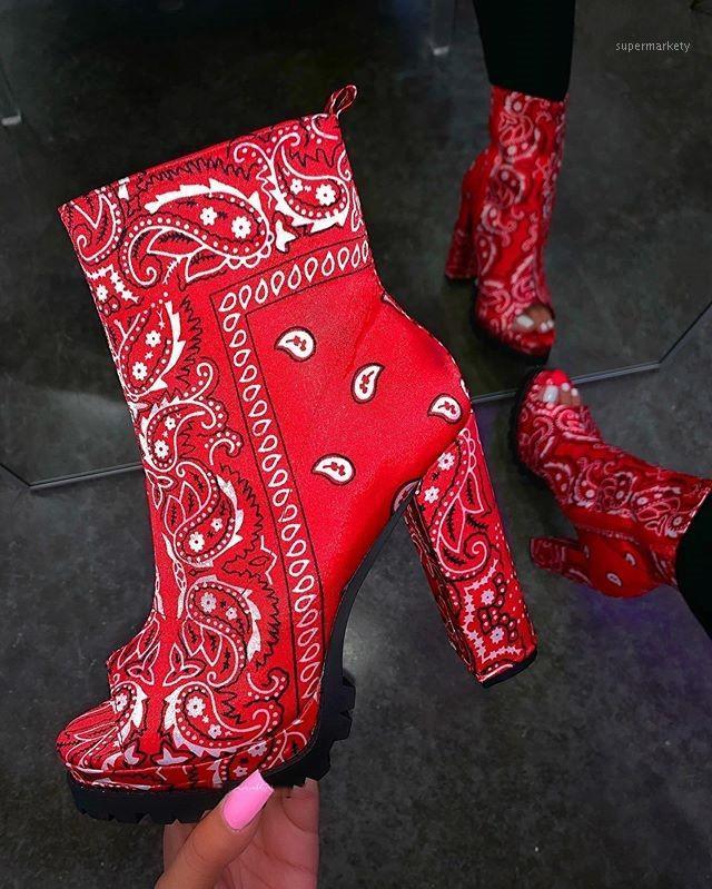 

Women Peep Toe Ankle Boots Women's Waterproof Platfrom Boots Ladies Sexy Colorful Print Shoes Female Zip Super High Heels1, Snake pattern