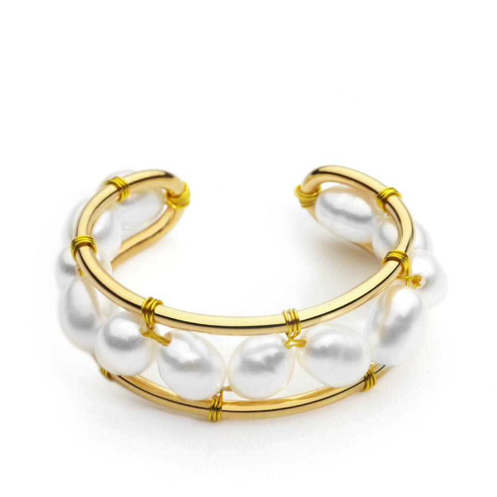 

VAROLE Natural Pearls Ring Handmade Gold Color Rings For Women Accessories Finger Fashion Jewelry Gifts