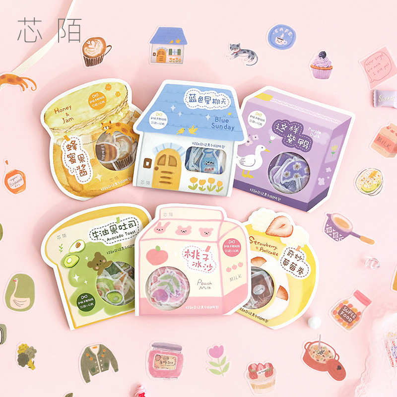 

40pcs/stationery stickers Japanese paper cute stickers Korea stationery cartoon paper doll decoration diary stickers aesthetics
