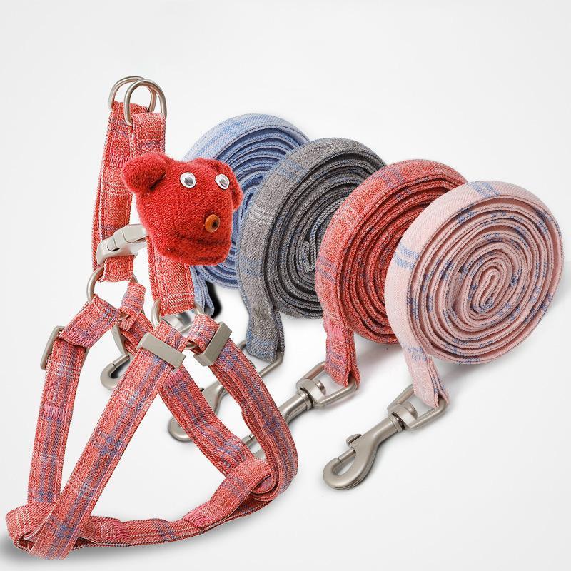 

Dog Harnesses Original Trendy Product Adjustable Anti-strike-free Pet Leash Striped Cotton Cored Doll Dog Chest Back Leash1