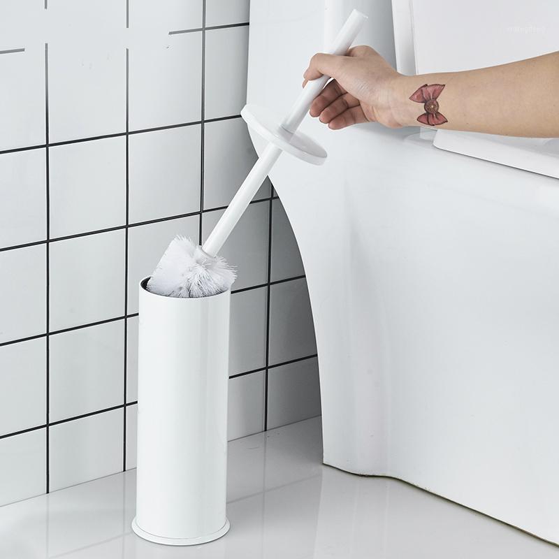 

White Toilet Brush Holder Bathroom Hardware Accessories Space Aluminum Standing Toilet Clean Brush Holder Matte Black1